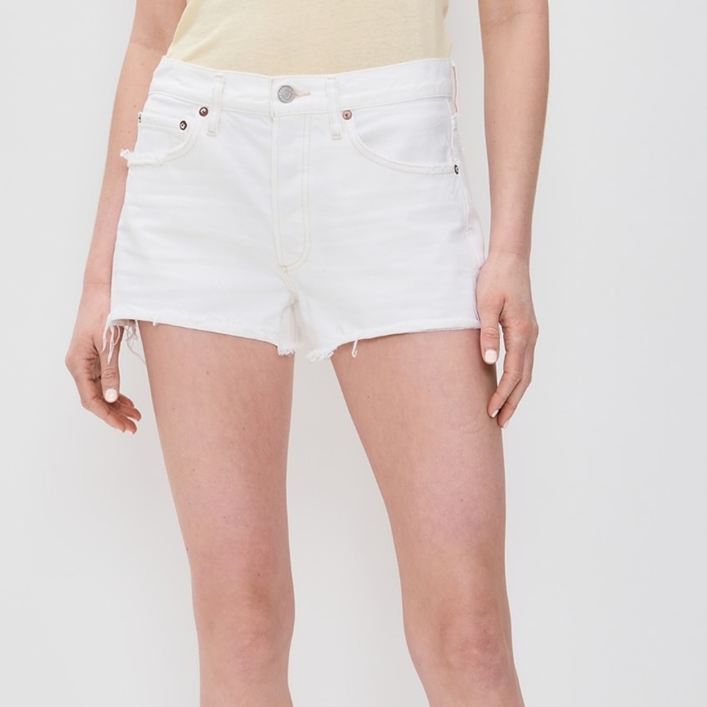 Agolde Parker White Jean Shorts